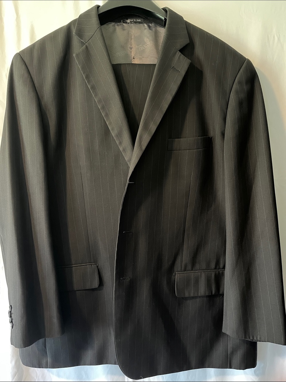 Tesori Black Pinstripe Men's Suit Jacket